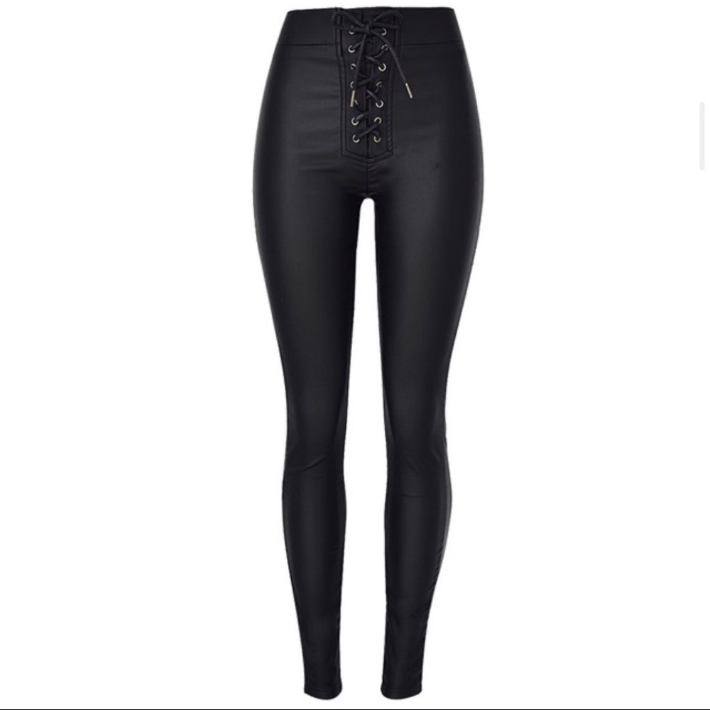 High waisted lace up faux pants iamgia tigermist